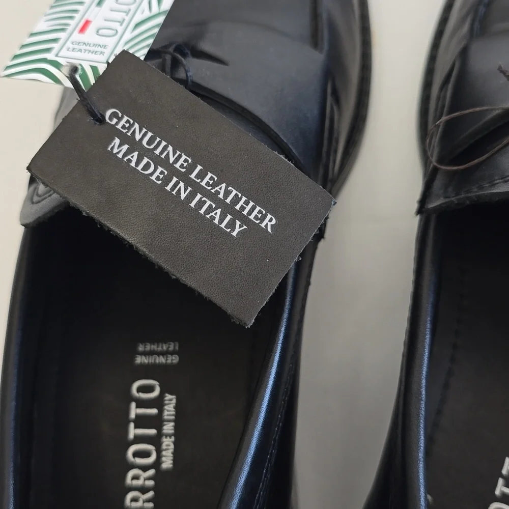 NWT Made In Italy Parrotto Men's Genuine Leather Loafers Shoes Black Size 9